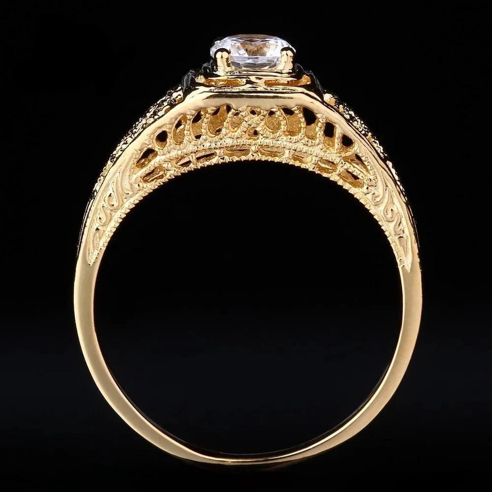 10k Yellow Gold Vintage / Unique Moissanite Ring 0.4ct