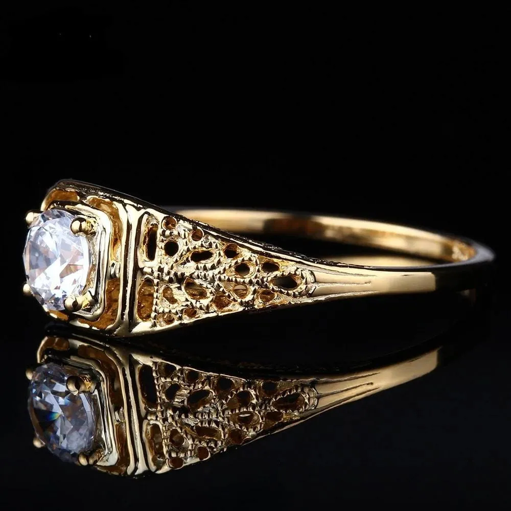 10k Yellow Gold Vintage / Unique Moissanite Ring 0.4ct