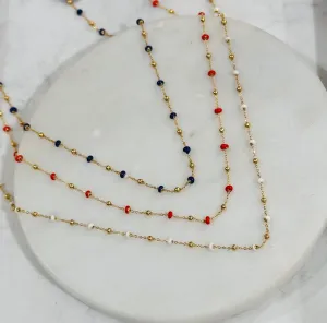 10kt gold Enamel Bead Necklace