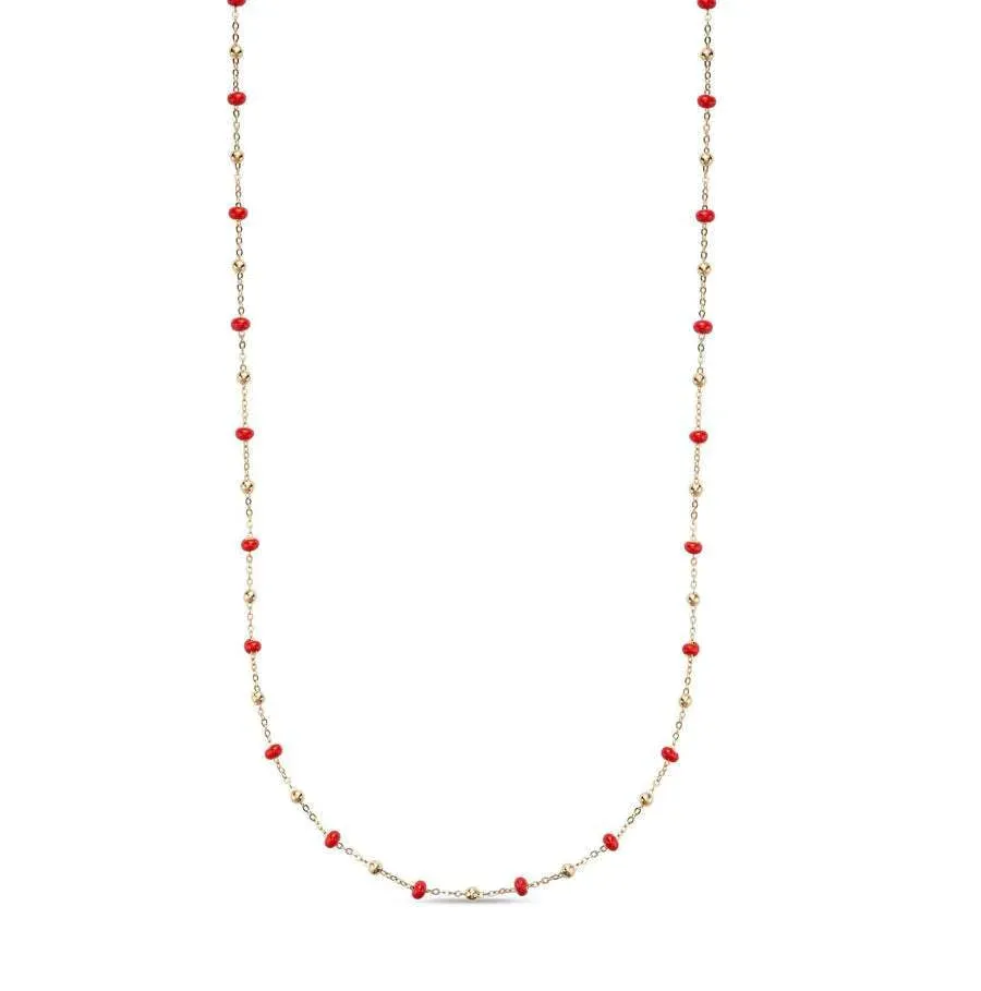 10kt gold Enamel Bead Necklace