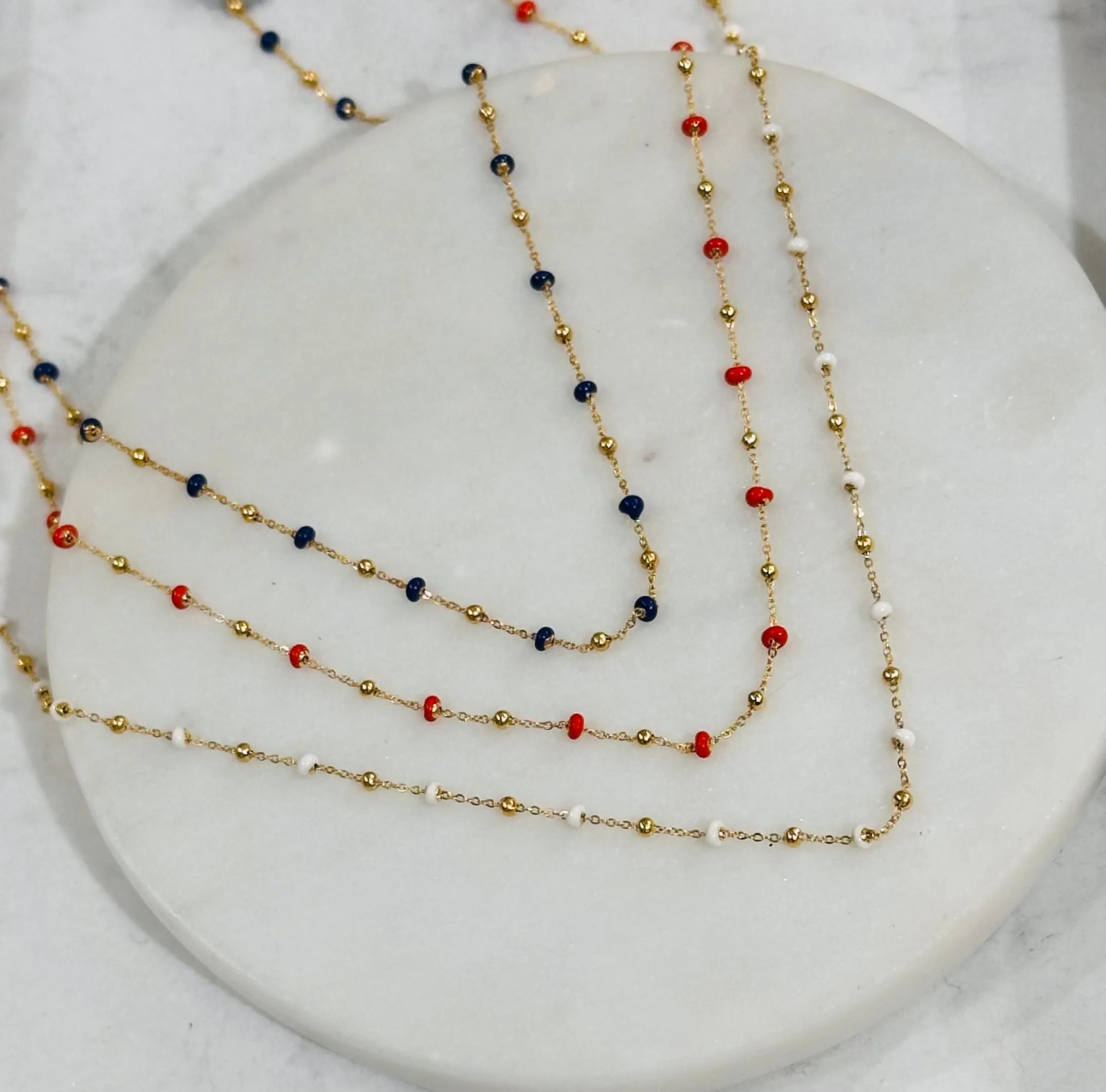 10kt gold Enamel Bead Necklace