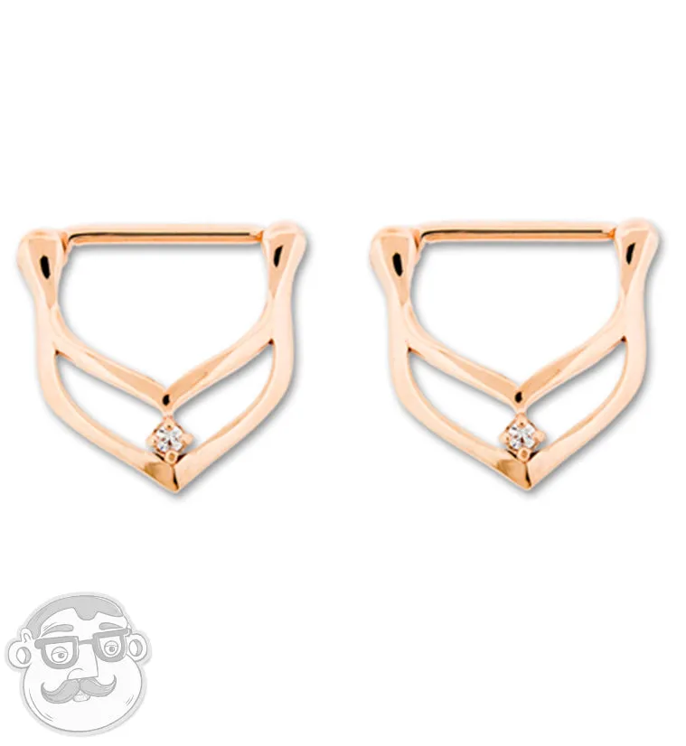 14G PVD Rose Gold Chic Stainless Steel Nipple Clicker Ring