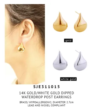 14K Gold Dipped Waterdrop Post Earrings