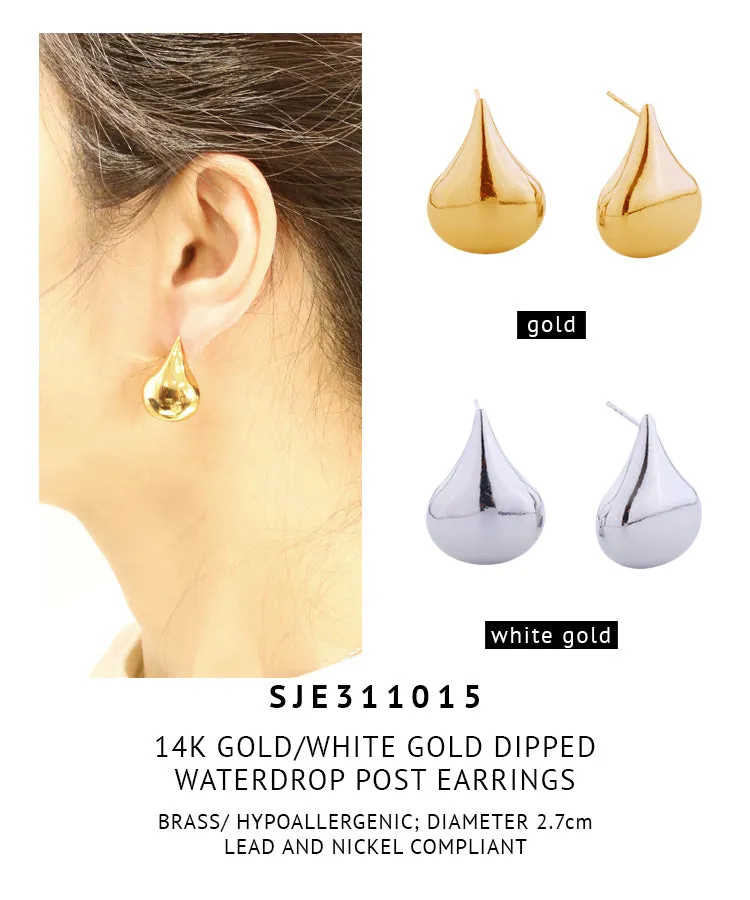 14K Gold Dipped Waterdrop Post Earrings