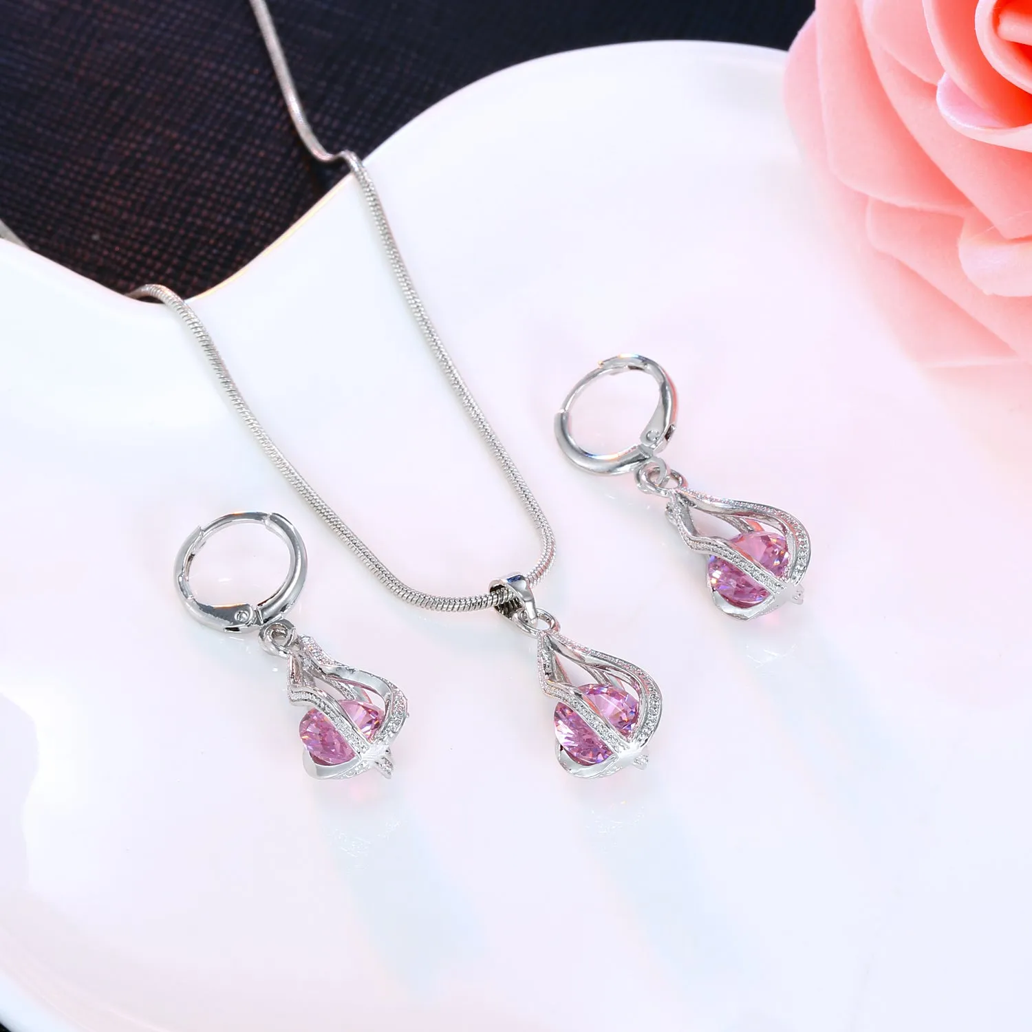 3Piece Shiny Crystal Earring Set  Perfect Gift for Women