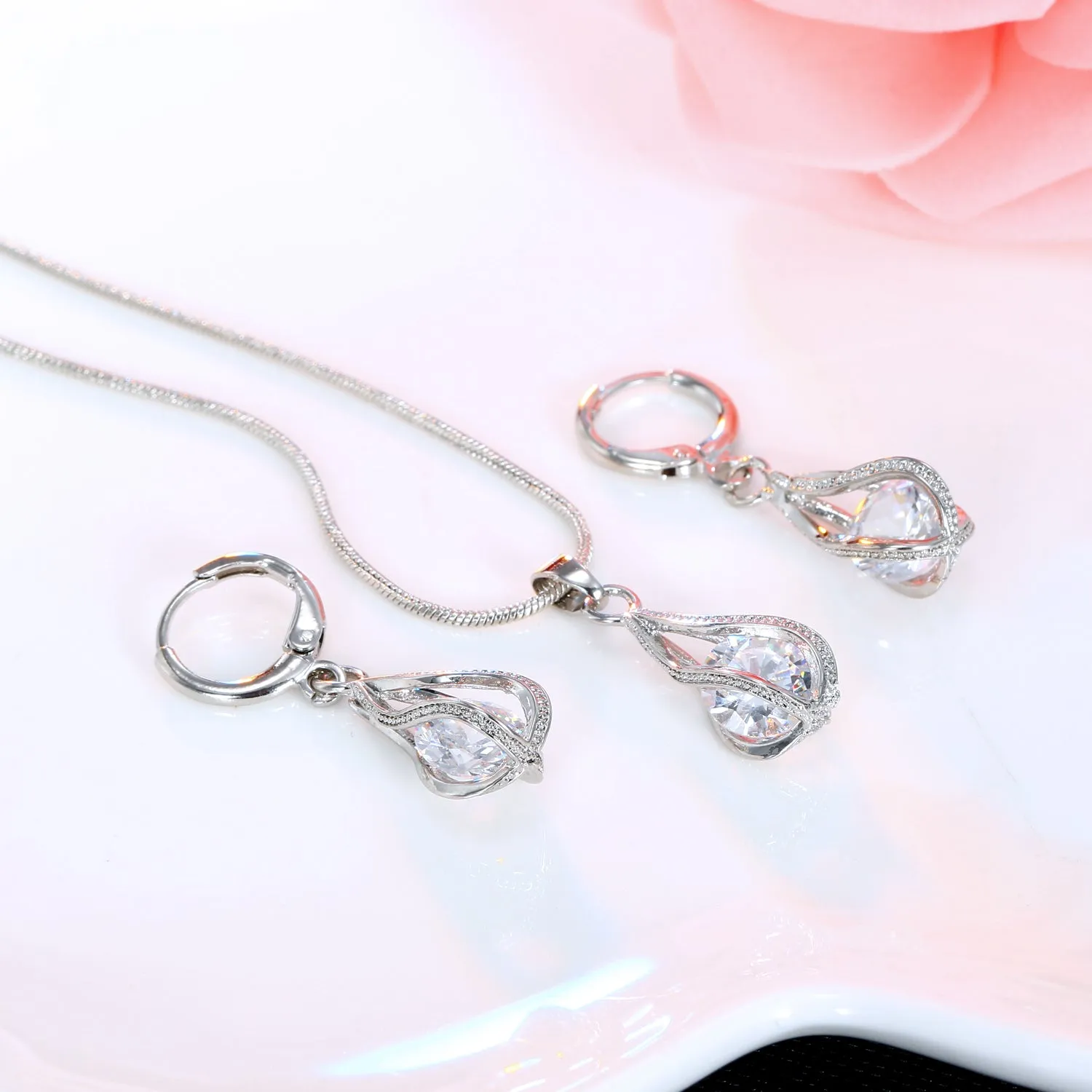 3Piece Shiny Crystal Earring Set  Perfect Gift for Women