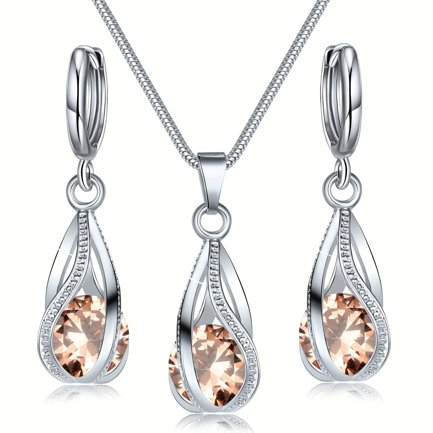 3Piece Shiny Crystal Earring Set  Perfect Gift for Women