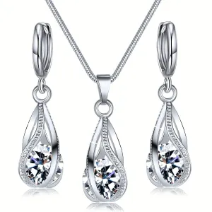 3Piece Shiny Crystal Earring Set  Perfect Gift for Women