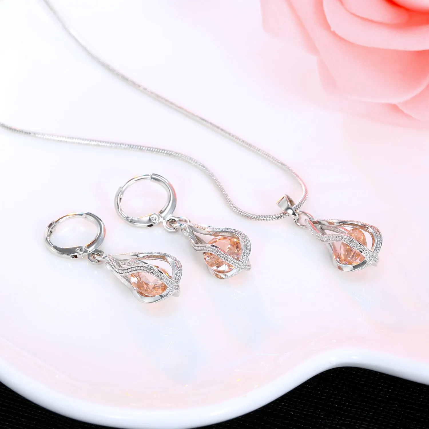 3Piece Shiny Crystal Earring Set  Perfect Gift for Women