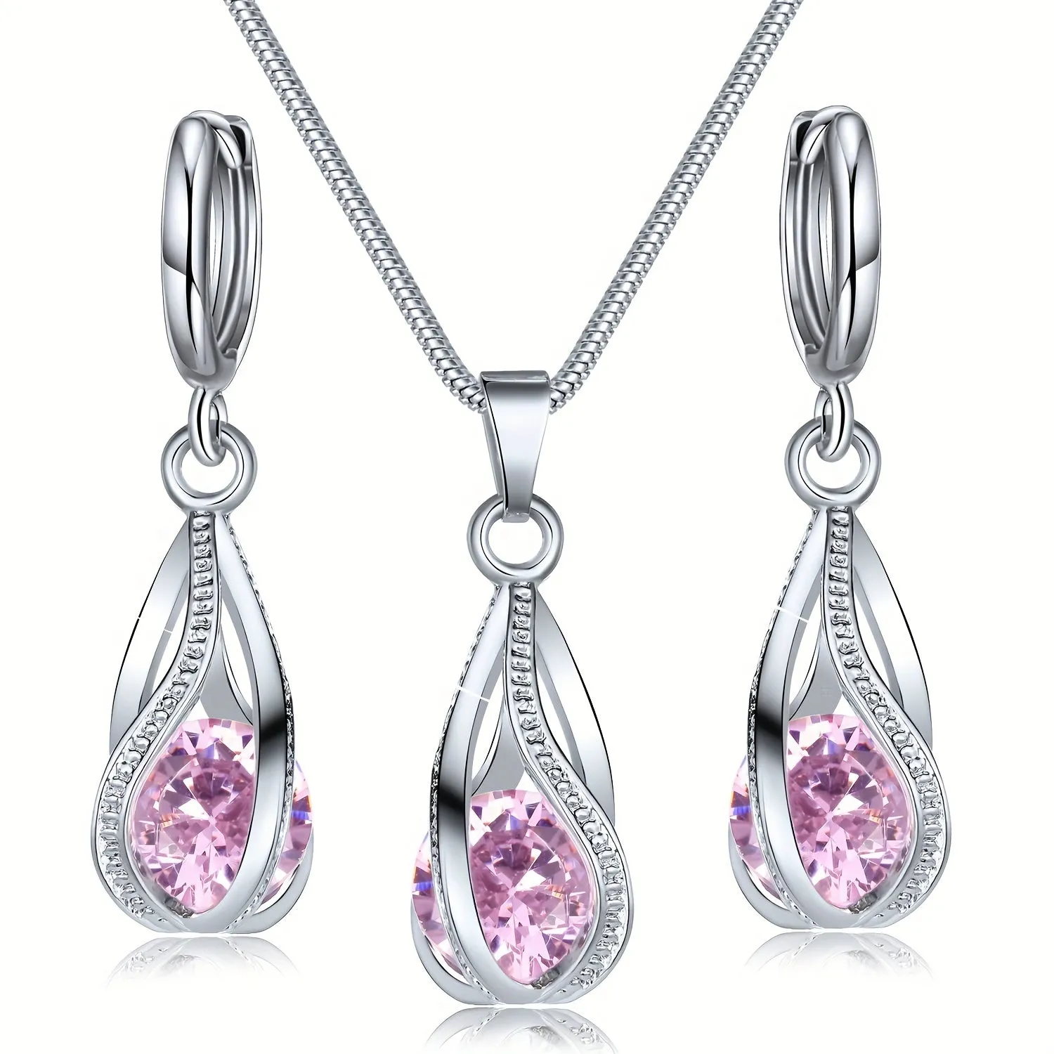 3Piece Shiny Crystal Earring Set  Perfect Gift for Women