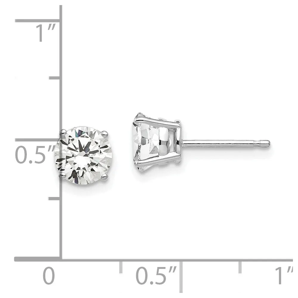 6MM Round Cubic Zirconia Stud Earrings in 14KT White Gold