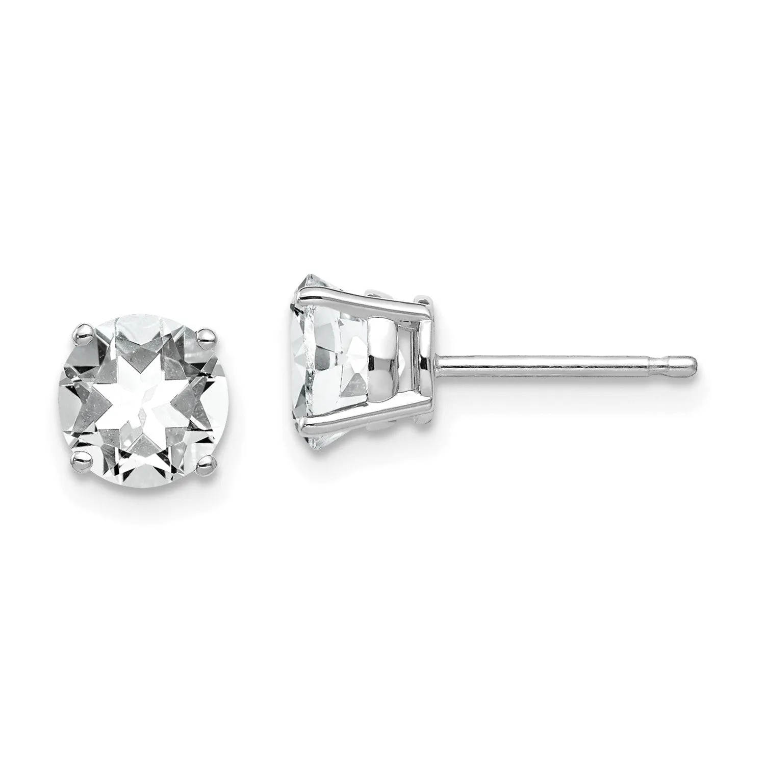 6MM Round Cubic Zirconia Stud Earrings in 14KT White Gold