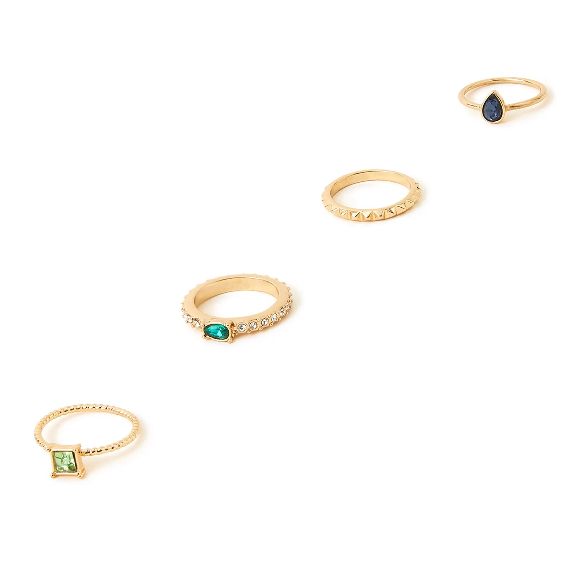 Accessorize London Women's Mini Gem Stacking Rings 4 Pack Multi-Small