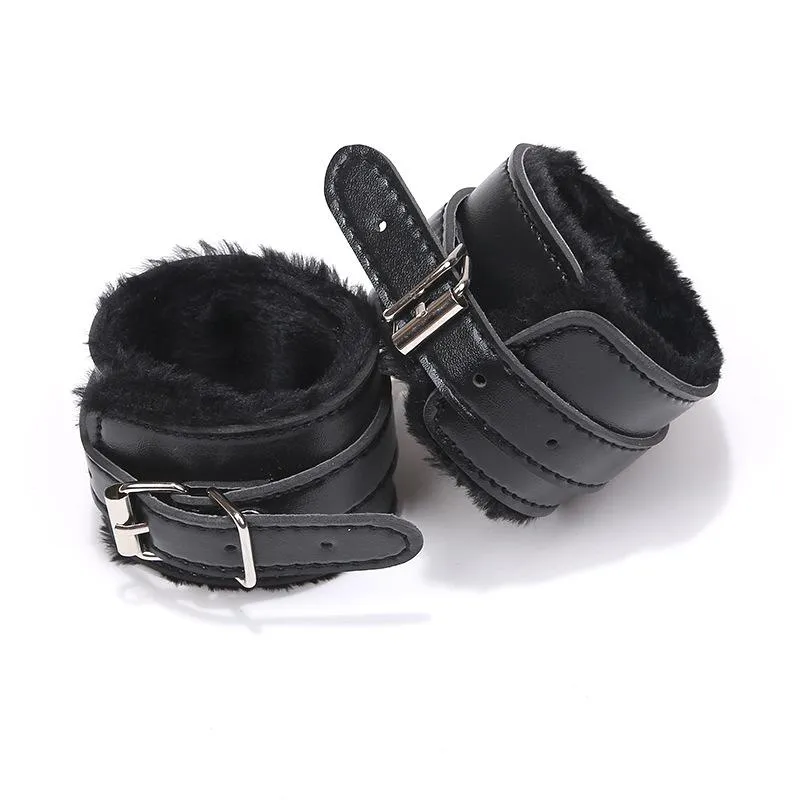 Adjustable Leather Faux Fur Lined Wrist Cuffs