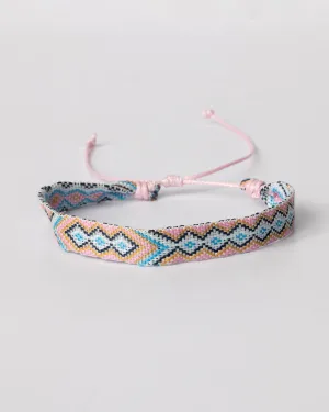 Adjustable Pink Woven Macrame Southwestern Style Festival Bracelet Coastal Cowgirl