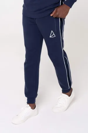 Aesthetic Velour Panel Men's Tracksuit -  Navy