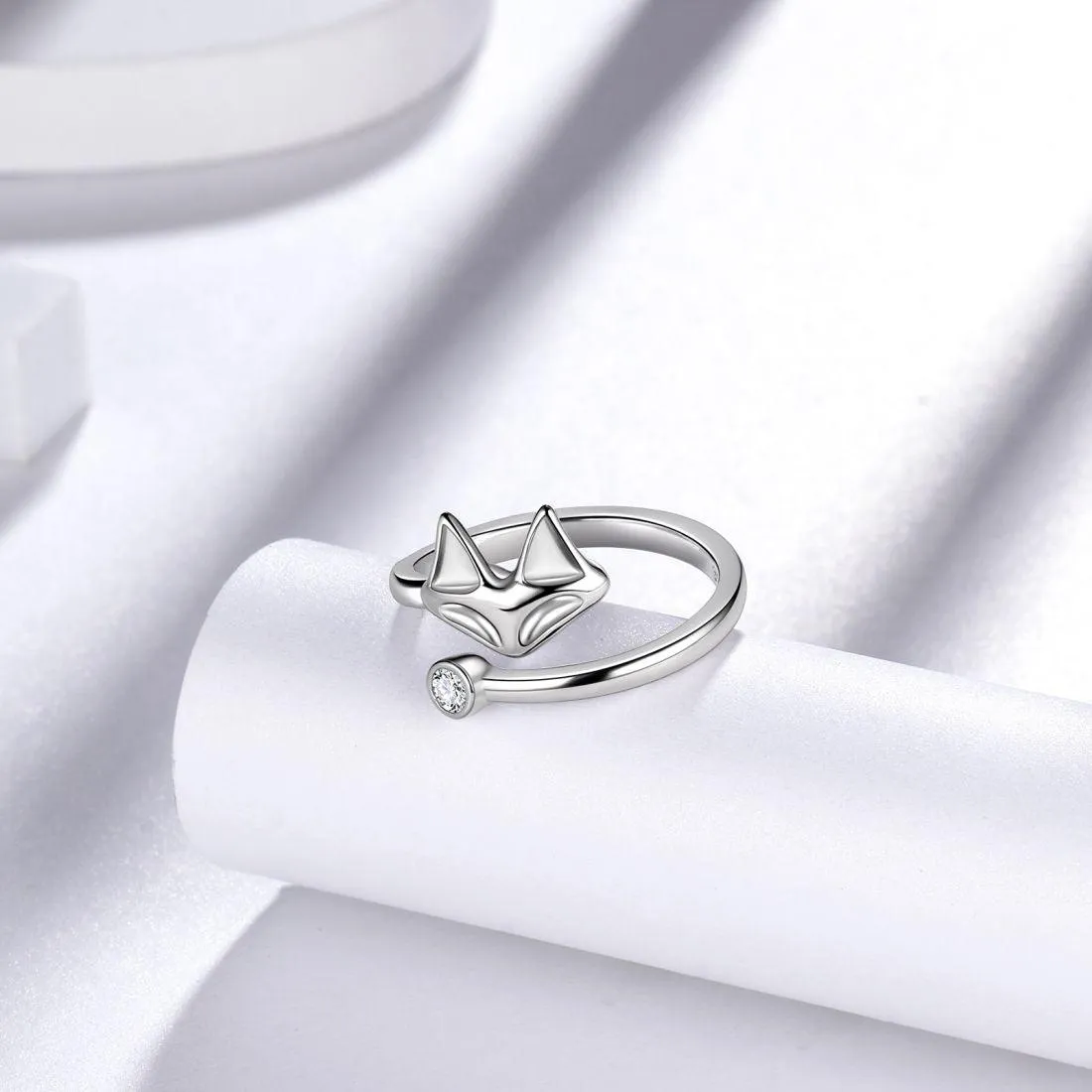 Animals Fox Tail Adjustable Rings Women Jewelry 925 Sterling Silver Aurora Tears