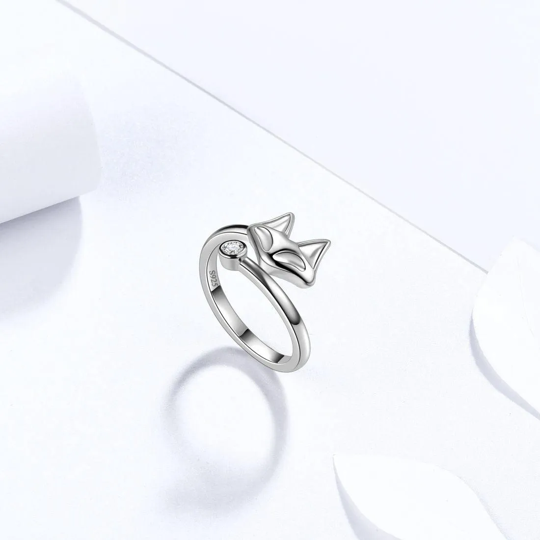 Animals Fox Tail Adjustable Rings Women Jewelry 925 Sterling Silver Aurora Tears