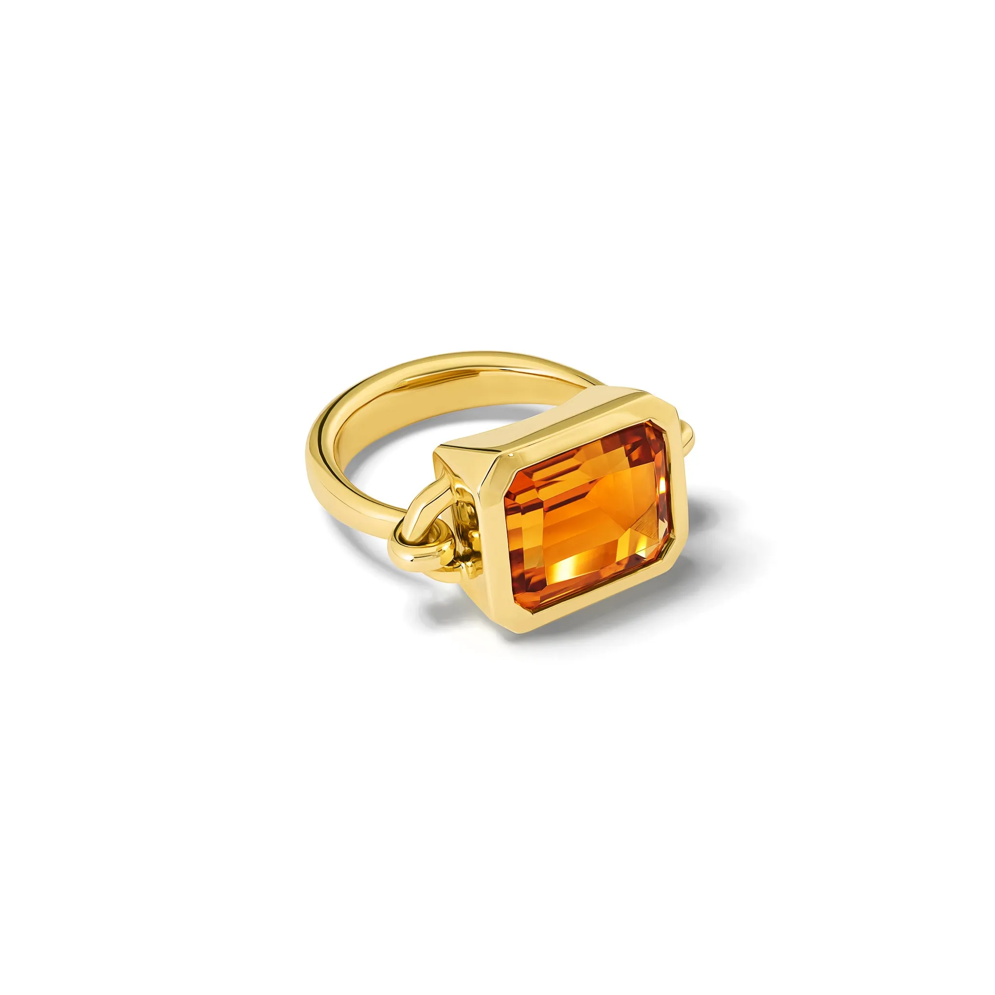 Baguette Extra Large Ring Yellow Gold - Citrine