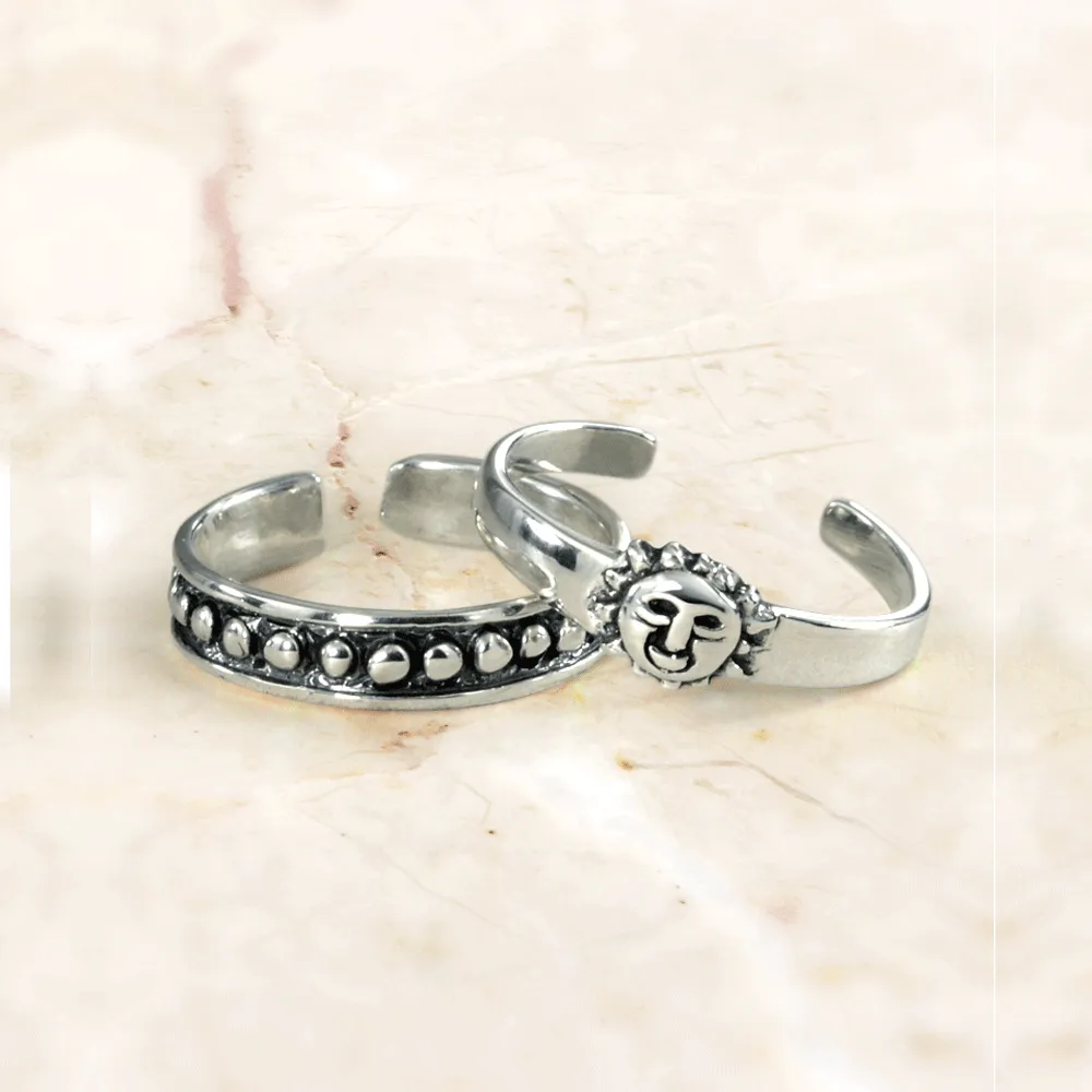 Bali Style Oxidized Silver Sterling Toe Ring Midi Band with Round Dot Design