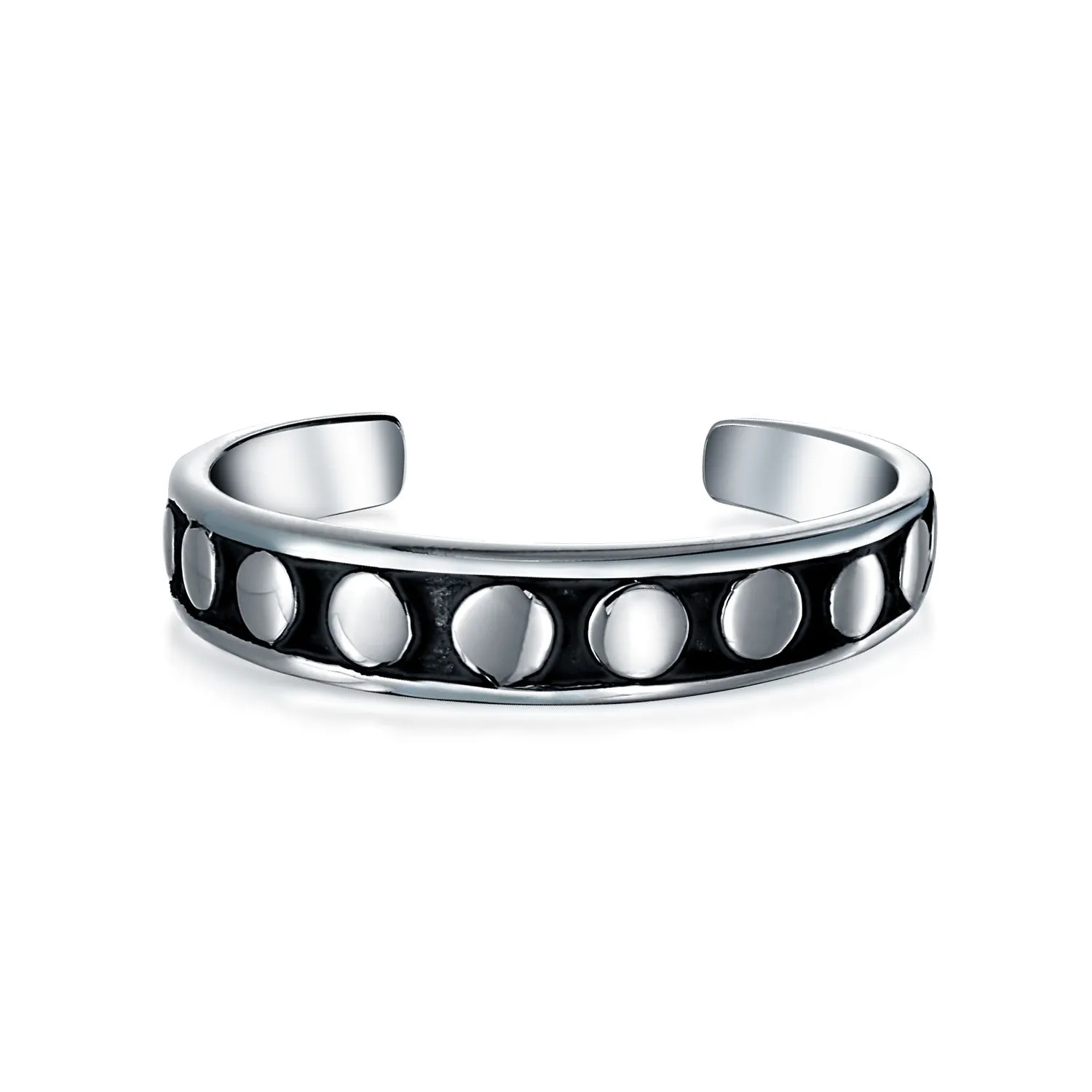 Bali Style Oxidized Silver Sterling Toe Ring Midi Band with Round Dot Design