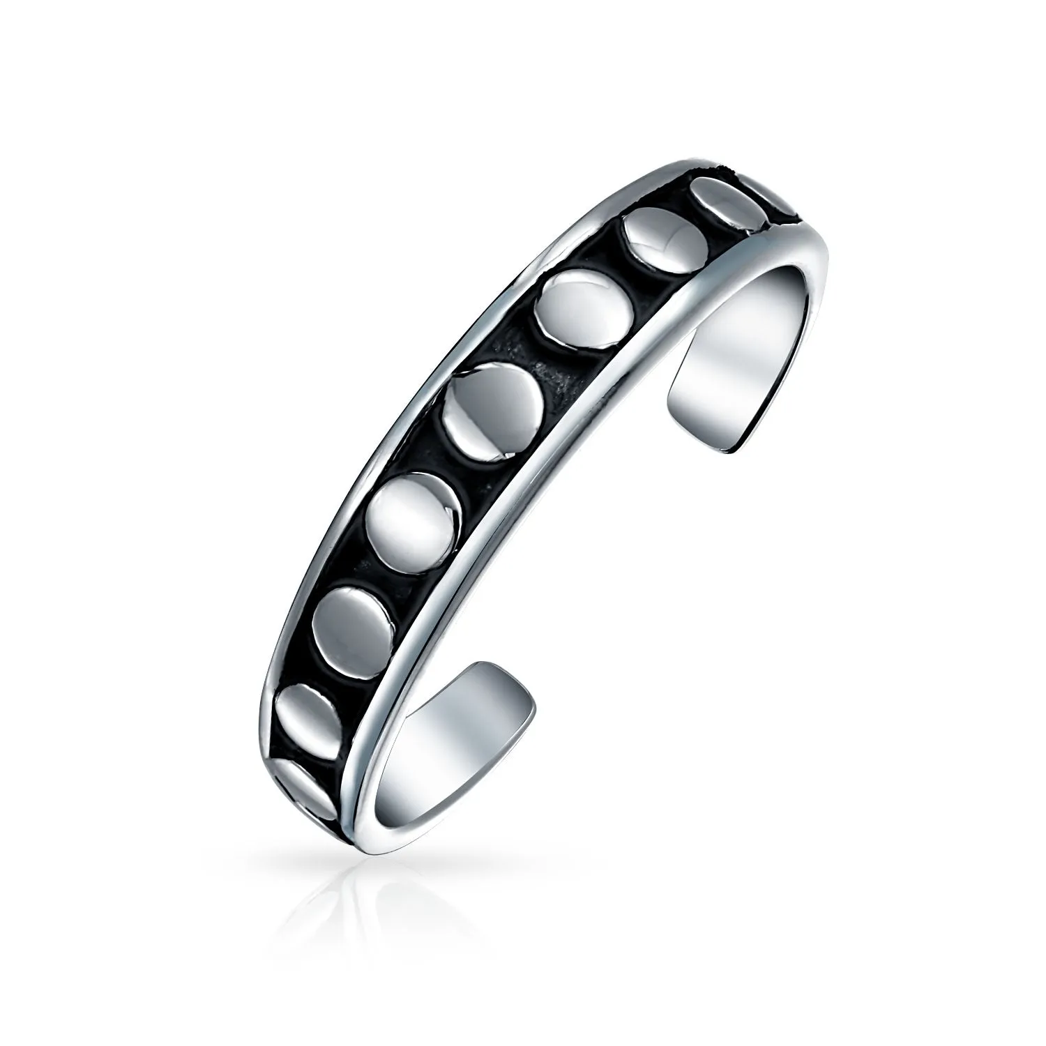 Bali Style Oxidized Silver Sterling Toe Ring Midi Band with Round Dot Design