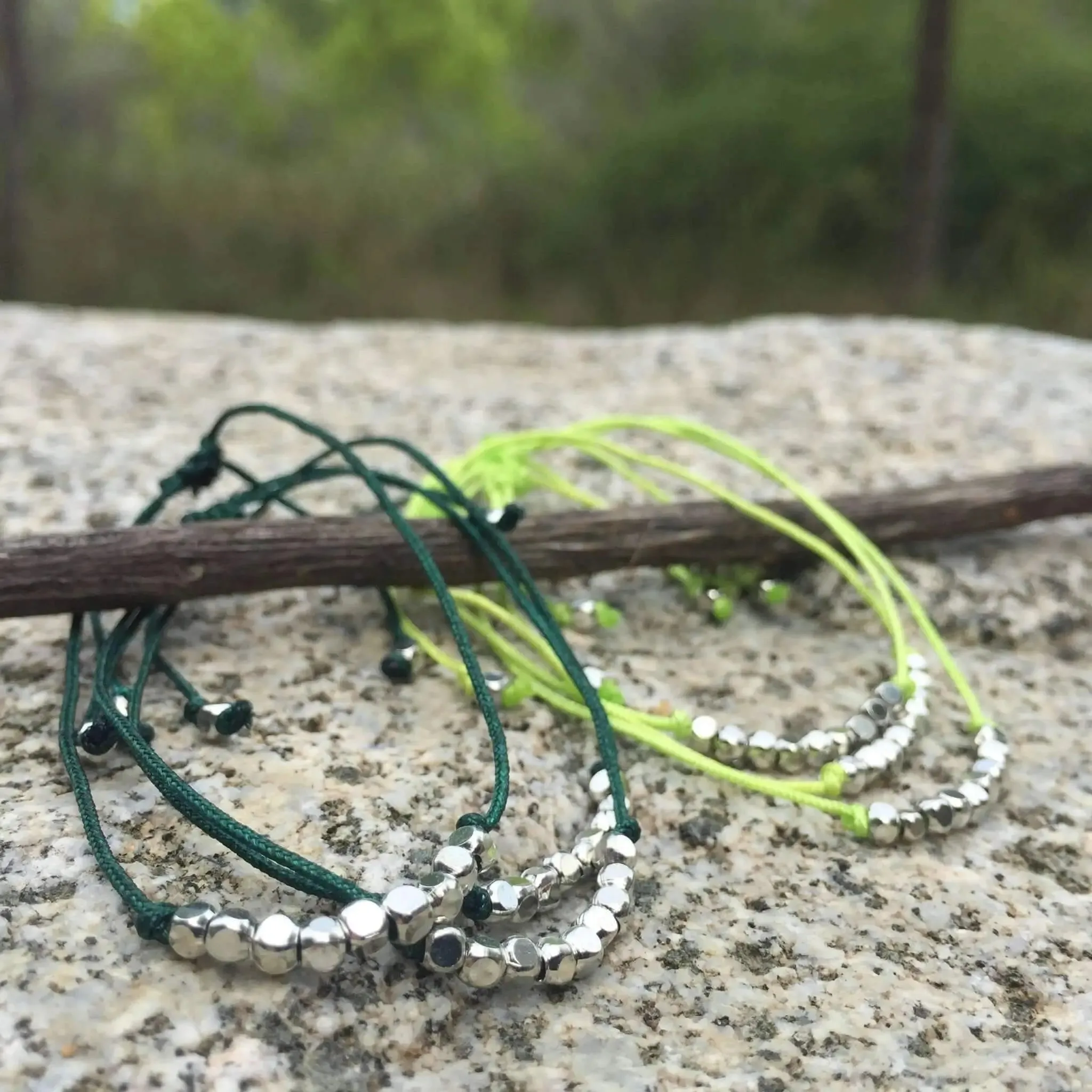 Beach Bracelets with Silver Cube Beads