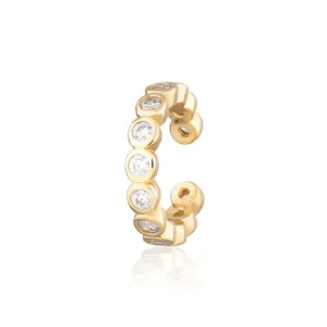 Bezel Single Ear Cuff With Clear Stones Gold