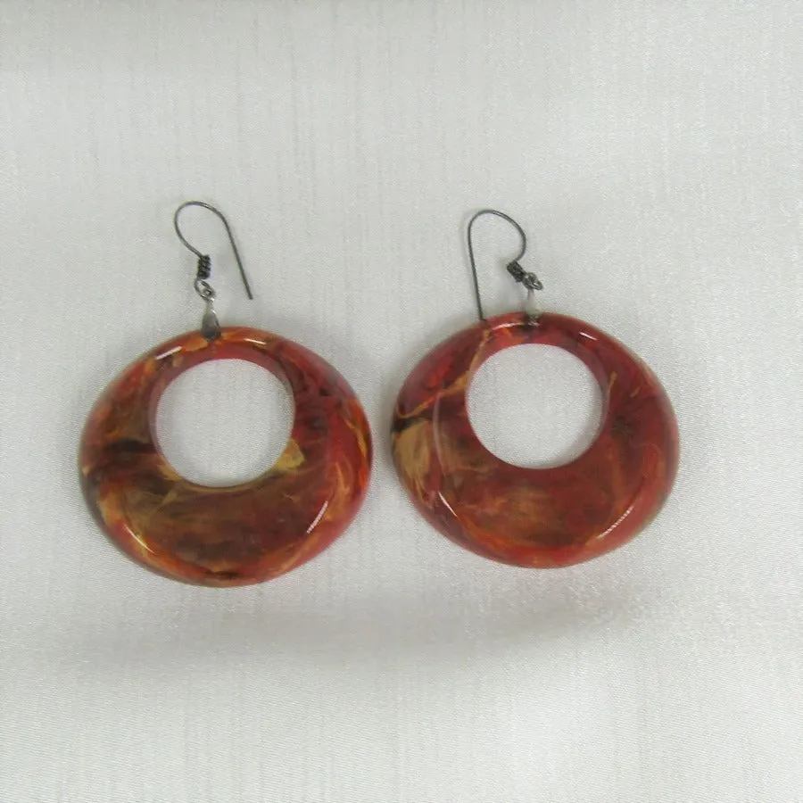 Bid Bold Marbled Orange Hoop Earrings