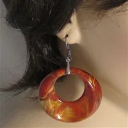 Bid Bold Marbled Orange Hoop Earrings