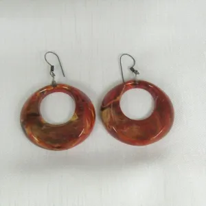 Bid Bold Marbled Orange Hoop Earrings