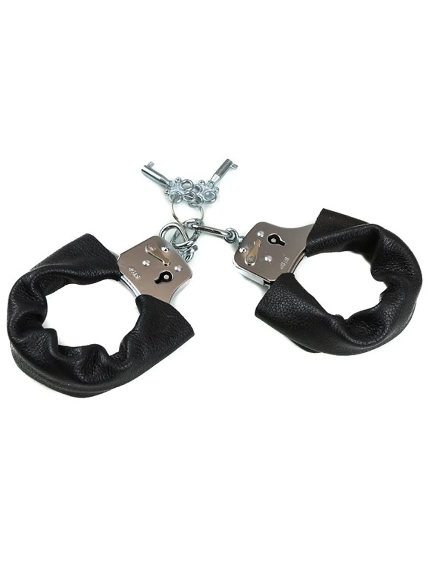 Black Leather and Metal Handcuffs