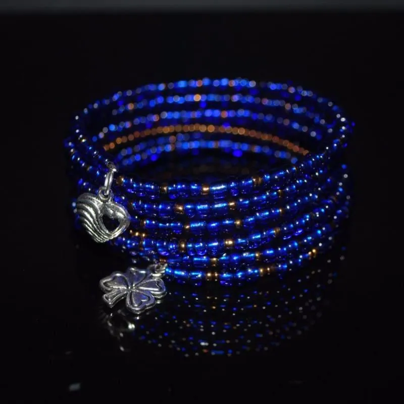 Blue Sapphire With Brown Ascent Steel Wrap Around Bracelets