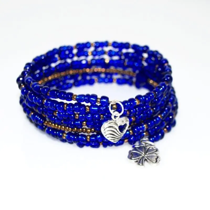 Blue Sapphire With Brown Ascent Steel Wrap Around Bracelets