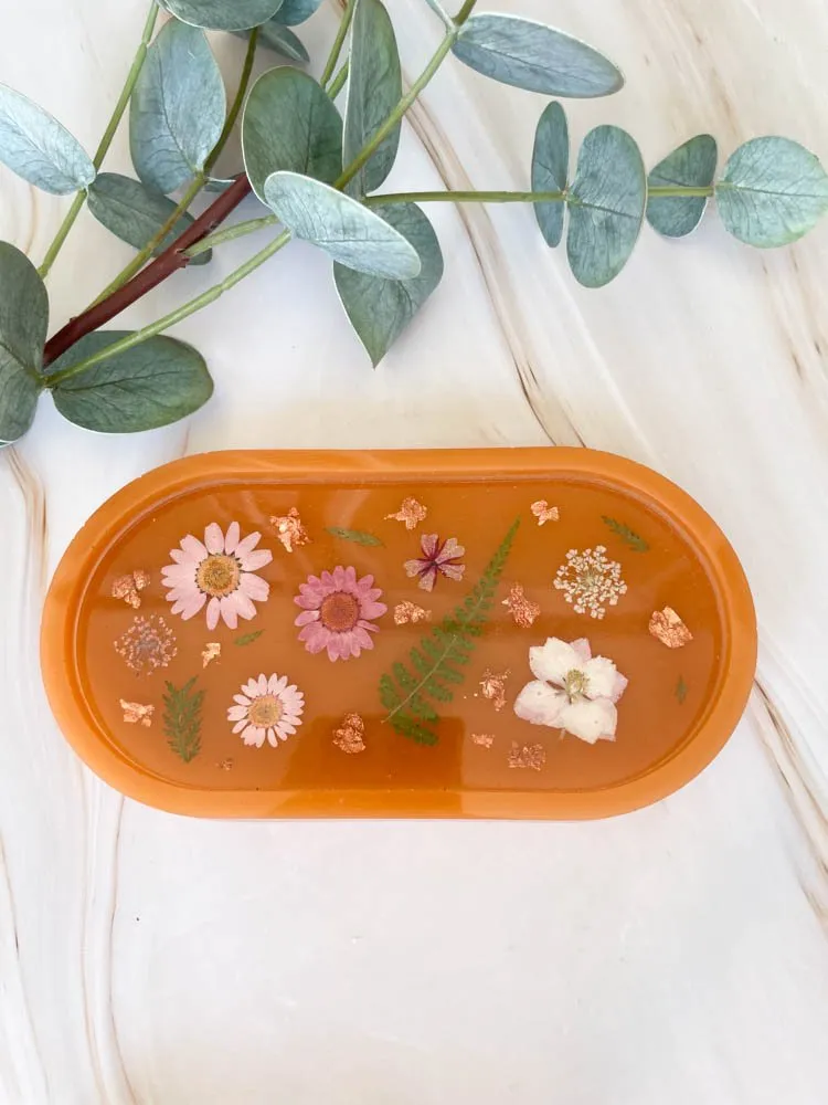 Boho Inspired Resin Floral Jewelry Tray