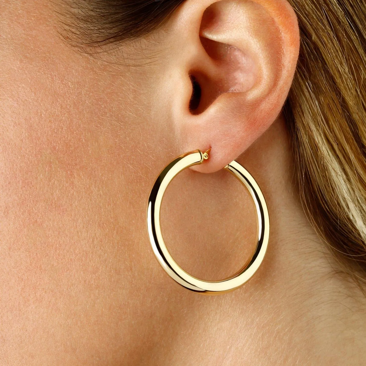 Bold 14k Gold 4x40mm Hoops