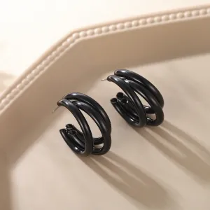 Bold Black Spiral Hoop Earrings-jlt11705