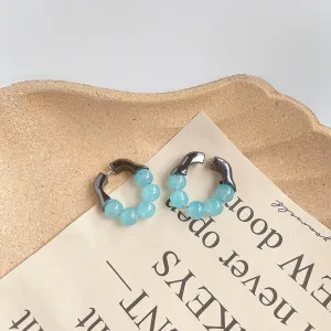 Bold blue Bead Hoops-jlt11565