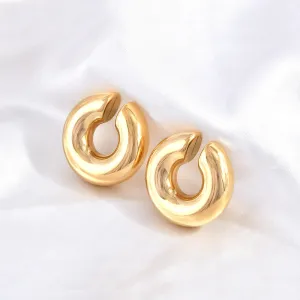 Bold Chunky Gold Hoop Earrings-jlt11751