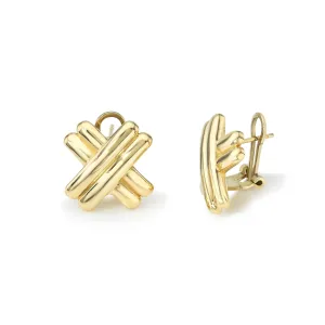 Bold Criss Cross Gold Earrings