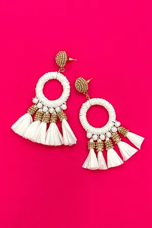 Bold Love White Tassel Earrings