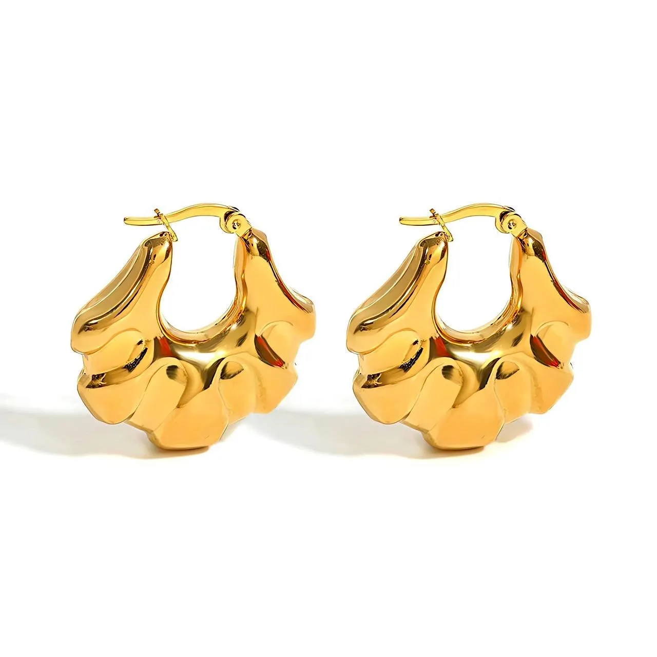 Bold Ridge Statement Hoop Earrings