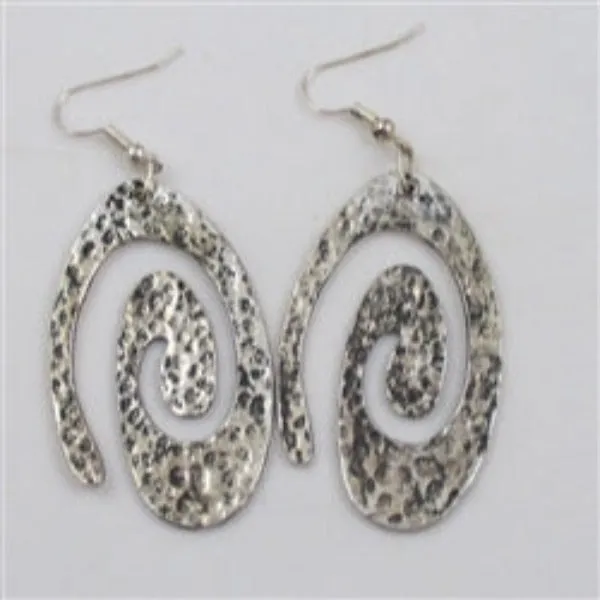 Bold Silver Swirled Charm Dangle Earrings