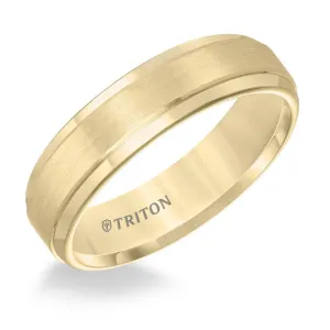 BOYD Yellow Tungsten Carbide Step Edge Comfort Fit Band with Satin Finish Center by Triton Rings - 6mm