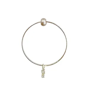 Bracelet with Yellow Pearl and Charm, 7.5in