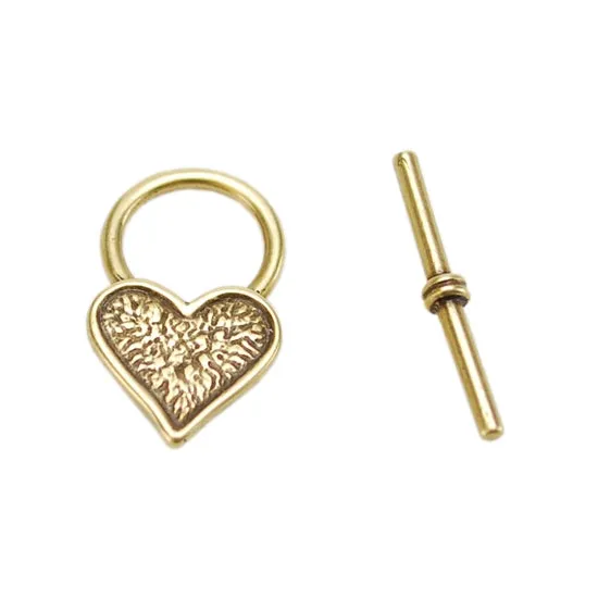 Bronze Plate Toggle Clasp - Mini Heart 19mm x 18mm