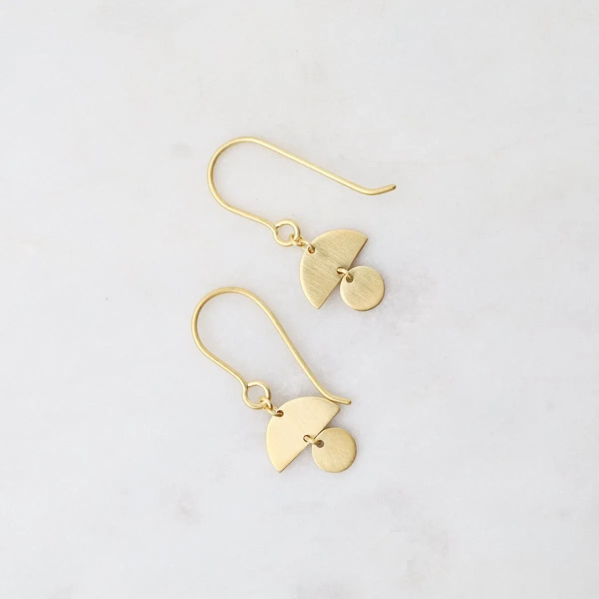 Brushed Gold Vermeil Little Mod 2 Shape Drop Earrings