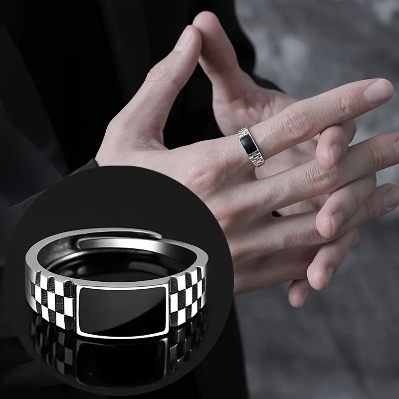 Chess Textured Adjustable Ring Mens Unique Fashion Jewelry