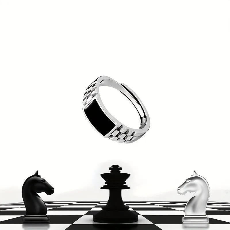 Chess Textured Adjustable Ring Mens Unique Fashion Jewelry