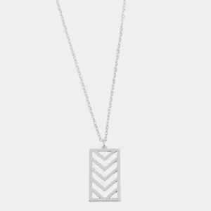 Chevron Drop Necklace - Silver